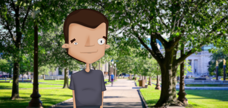 O personagem do Oscar sem carimas, astrás das arvores
